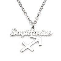Stainless Steel Jewelry Necklace, with 1.9lnch extender chain, Sagittarius, Zodiac symbols jewelry & oval chain & for woman, original color Approx 17.7 Inch 