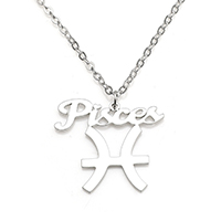Stainless Steel Jewelry Necklace, with 1.9lnch extender chain, Pisces, Zodiac symbols jewelry & oval chain & for woman, original color Approx 17.7 Inch 