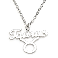 Stainless Steel Jewelry Necklace, with 1.9lnch extender chain, Taurus, Zodiac symbols jewelry & oval chain & for woman, original color Approx 17.7 Inch 