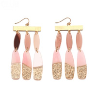 Acrylic Drop Earring, Zinc Alloy, with Acrylic, stainless steel earring hook, gold color plated, for woman, pink, lead & cadmium free 
