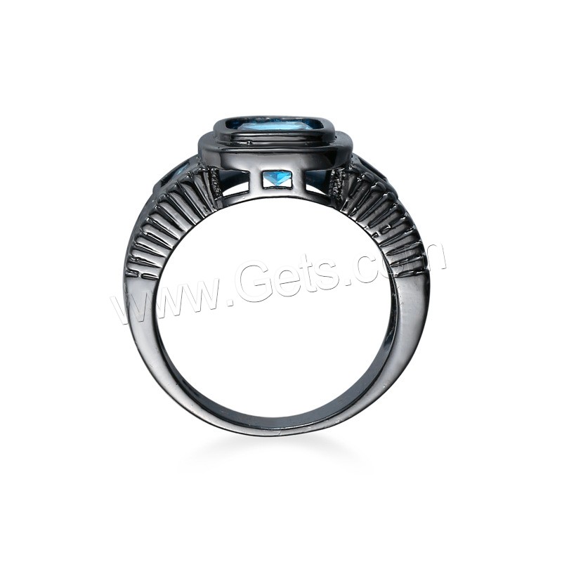 Цирконий Micro Pave Латунь палец кольцо, черный свнец, Мужская & разный размер для выбора & с кубическим цирконием, не содержит никель, свинец, продается PC