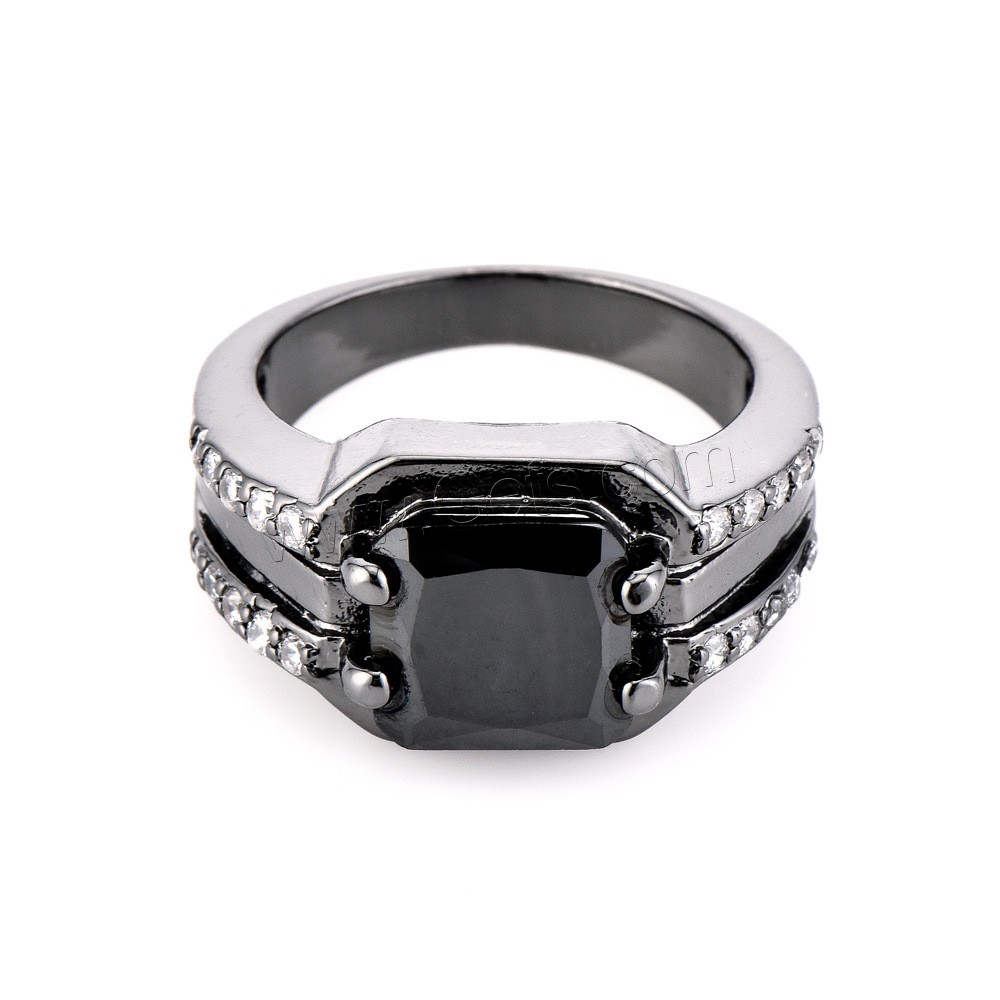 Cubic Zirconia Micro Pave Brass Finger Ring, plumbum black color plated, Unisex & different size for choice & with cubic zirconia, nickel, lead & cadmium free, Sold By PC