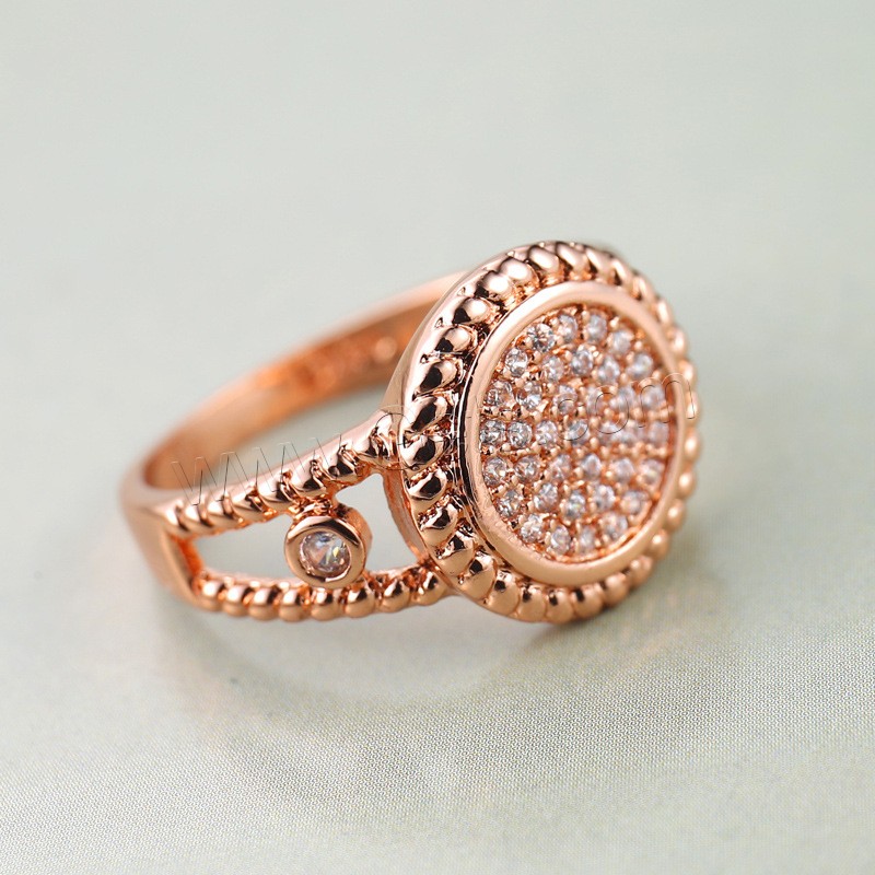 Cubic Zirconia Micro Pave Brass Finger Ring, rose gold color plated, Unisex & different size for choice & micro pave cubic zirconia, nickel, lead & cadmium free, Sold By PC