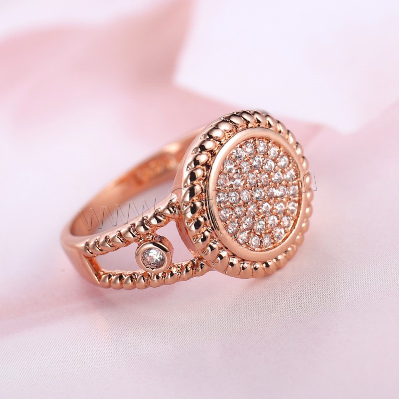 Cubic Zirconia Micro Pave Brass Finger Ring, rose gold color plated, Unisex & different size for choice & micro pave cubic zirconia, nickel, lead & cadmium free, Sold By PC