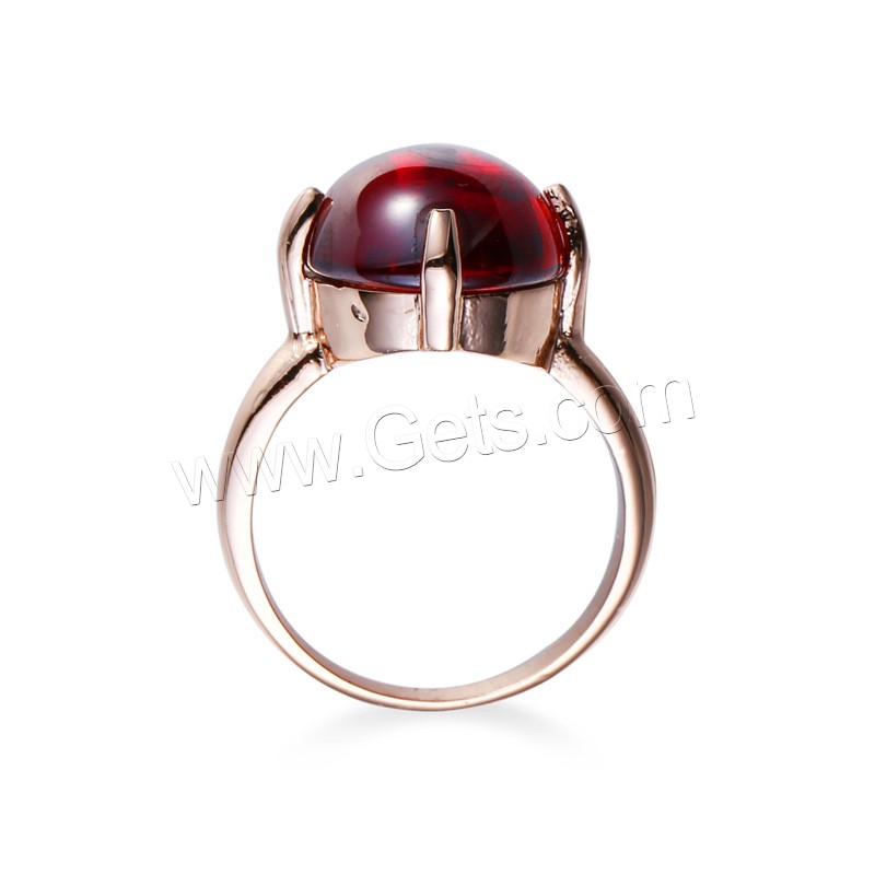 Gemstone Brass Finger Ring, with Garnet, rose gold color plated, Unisex & different size for choice, nickel, lead & cadmium free, Sold By PC