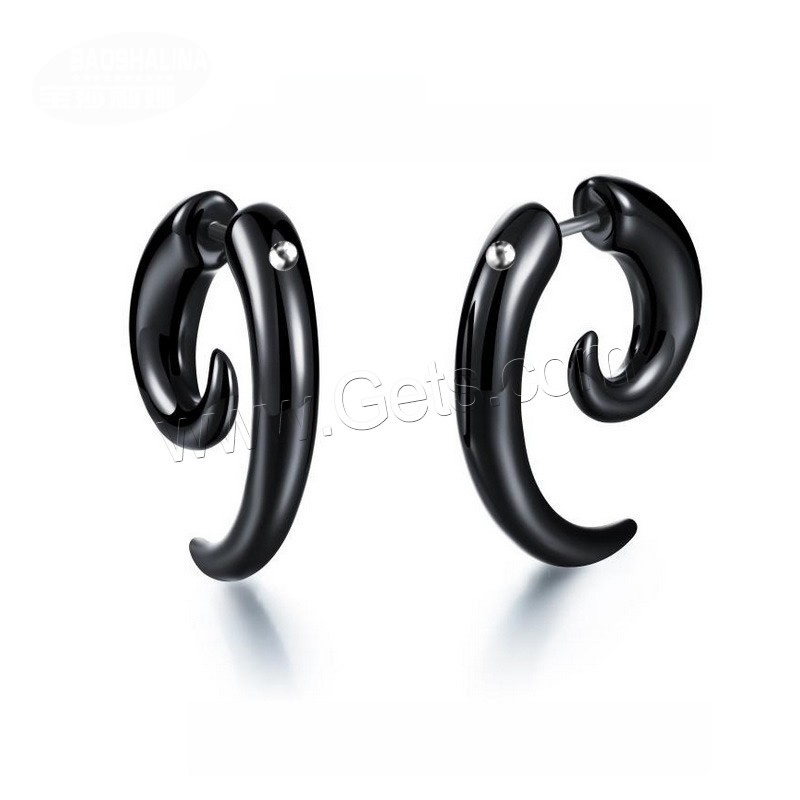 Acrylic Fake Plug, stainless steel post pin, Horn, Unisex & different size for choice, black, Sold By PC