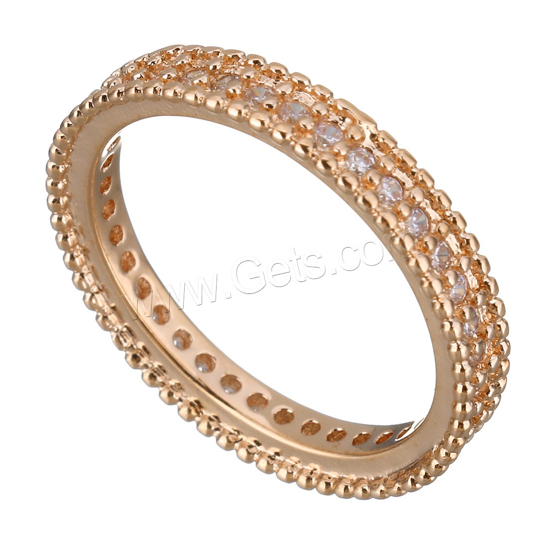 Cubic Zirconia Micro Pave Brass Finger Ring, real rose gold plated, different size for choice & micro pave cubic zirconia & for woman, 3.5mm, Sold By PC