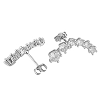 Brass Stud Earring, platinum plated, micro pave cubic zirconia & for woman 