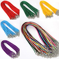 Cuerda de Nylon, Cuerda de nylon encerado, con aleación de zinc, chapado en color de platina, más colores para la opción, 1.5mm, longitud:aproximado 17.7 Inch, Vendido por Sarta