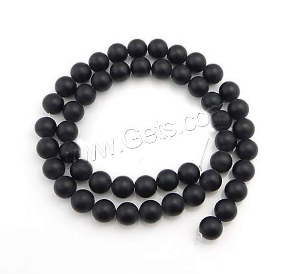 Natürliche schwarze Achat Perlen, Schwarzer Achat, rund, verschiedene Größen vorhanden & satiniert, Grade A, verkauft von Strang