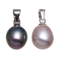 Freshwater Pearl Pendants, with brass bail, Rice 8-9mm Approx 3-7mm 