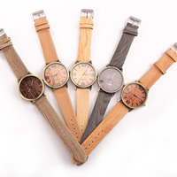 Мужская наручные часы, Искусственная кожа, с цинковый сплав, китайское движение, Другое покрытие, Много цветов для выбора, 40mm, длина:Приблизительно 0.9-9.4 дюймовый, продается PC