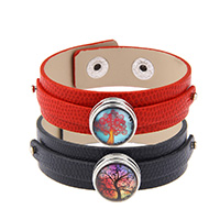 PU Leather Cord Bracelets, with Glass & Zinc Alloy, platinum color plated & for woman 18mm Approx 8.1 Inch 