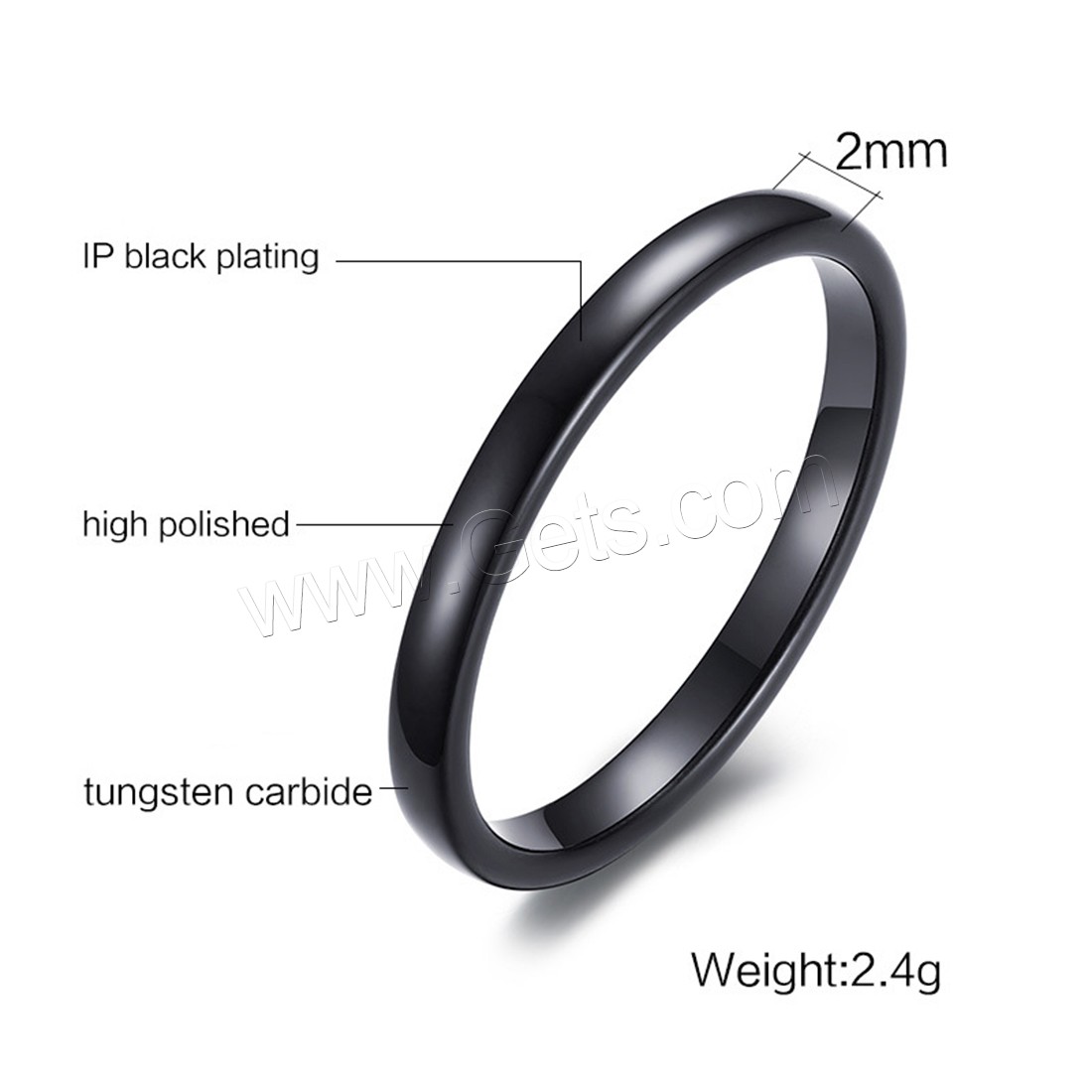 Tungsten Steel Finger Ring, plated, different size for choice & for woman, more colors for choice, 2mm, Sold By PC