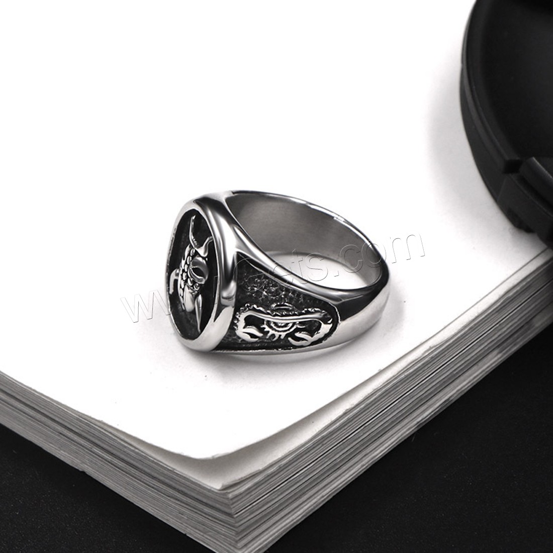 Титан Сталь палец кольцо, титан, Мужская & разный размер для выбора & чернеют, 16.5mm, продается PC