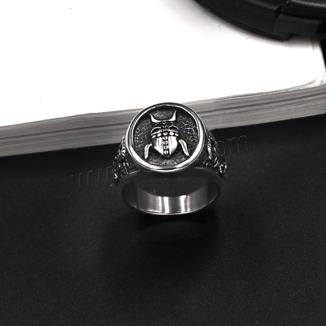 Anillo de dedo de acero Titanium de, Partículas de acero, unisexo & diverso tamaño para la opción & ennegrezca, 16.5mm, Vendido por UD