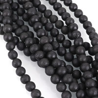 Natürliche Lava Perlen, rund, verschiedene Größen vorhanden, frei von Nickel, Blei & Kadmium, Bohrung:ca. 1-2mm, Länge:ca. 15.5 ZollInch, verkauft von Strang