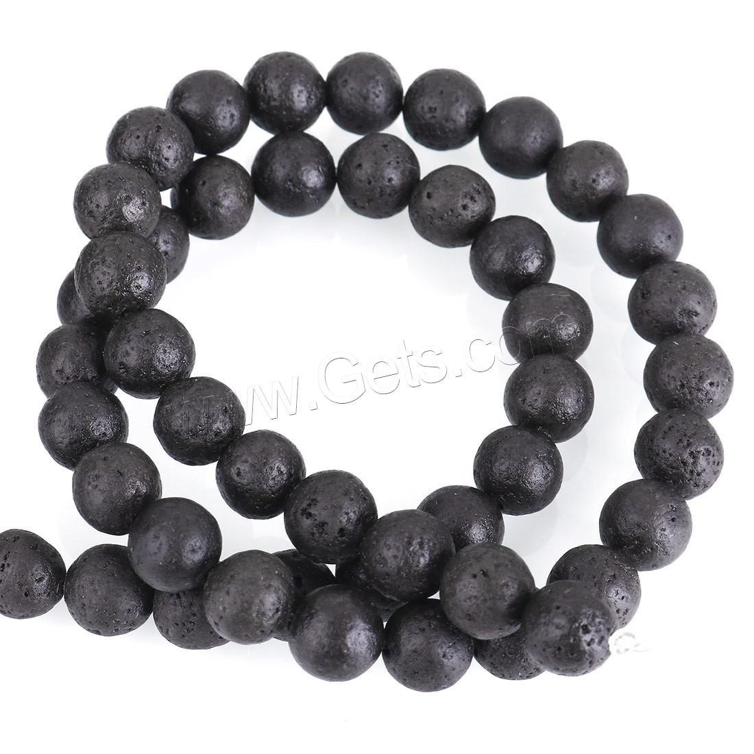 Natürliche Lava Perlen, rund, verschiedene Größen vorhanden, frei von Nickel, Blei & Kadmium, Bohrung:ca. 1-2mm, Länge:ca. 15.5 ZollInch, verkauft von Strang