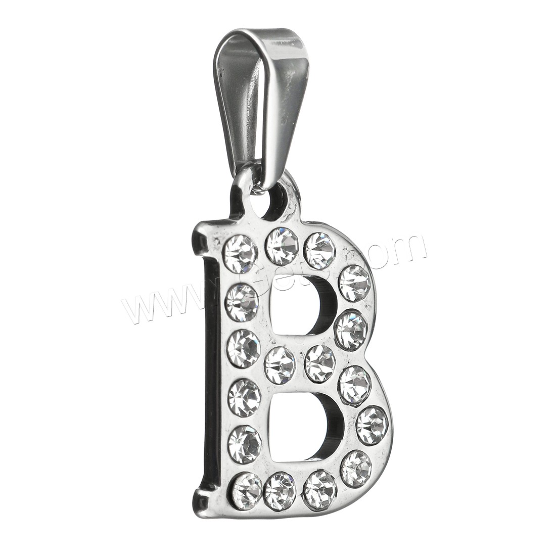 Stainless Steel Letter Pendant, plated, different styles for choice & with rhinestone, more colors for choice, 7-22x19-21x2mm, Hole:Approx 3x8mm, Sold By PC