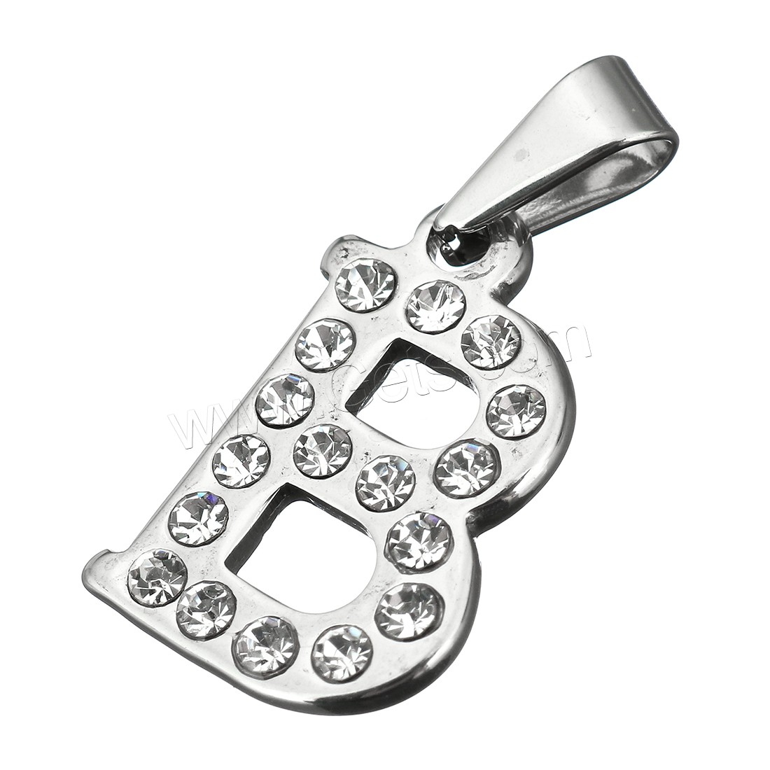 Stainless Steel Letter Pendant, plated, different styles for choice & with rhinestone, more colors for choice, 7-22x19-21x2mm, Hole:Approx 3x8mm, Sold By PC