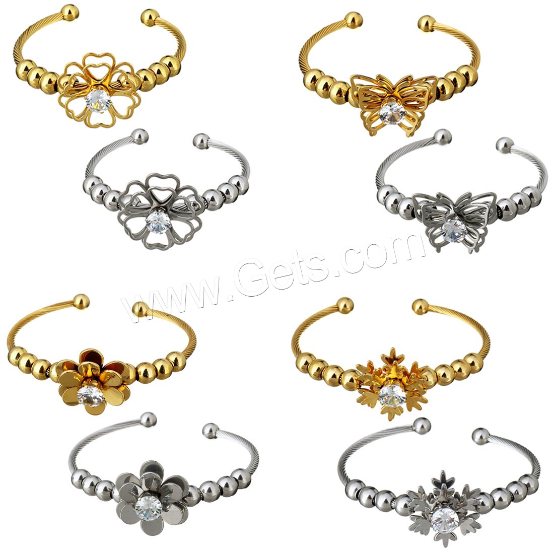 Stainless Steel Cuff Bangle, plated, different styles for choice & for woman & with rhinestone, more colors for choice, Sold By PC