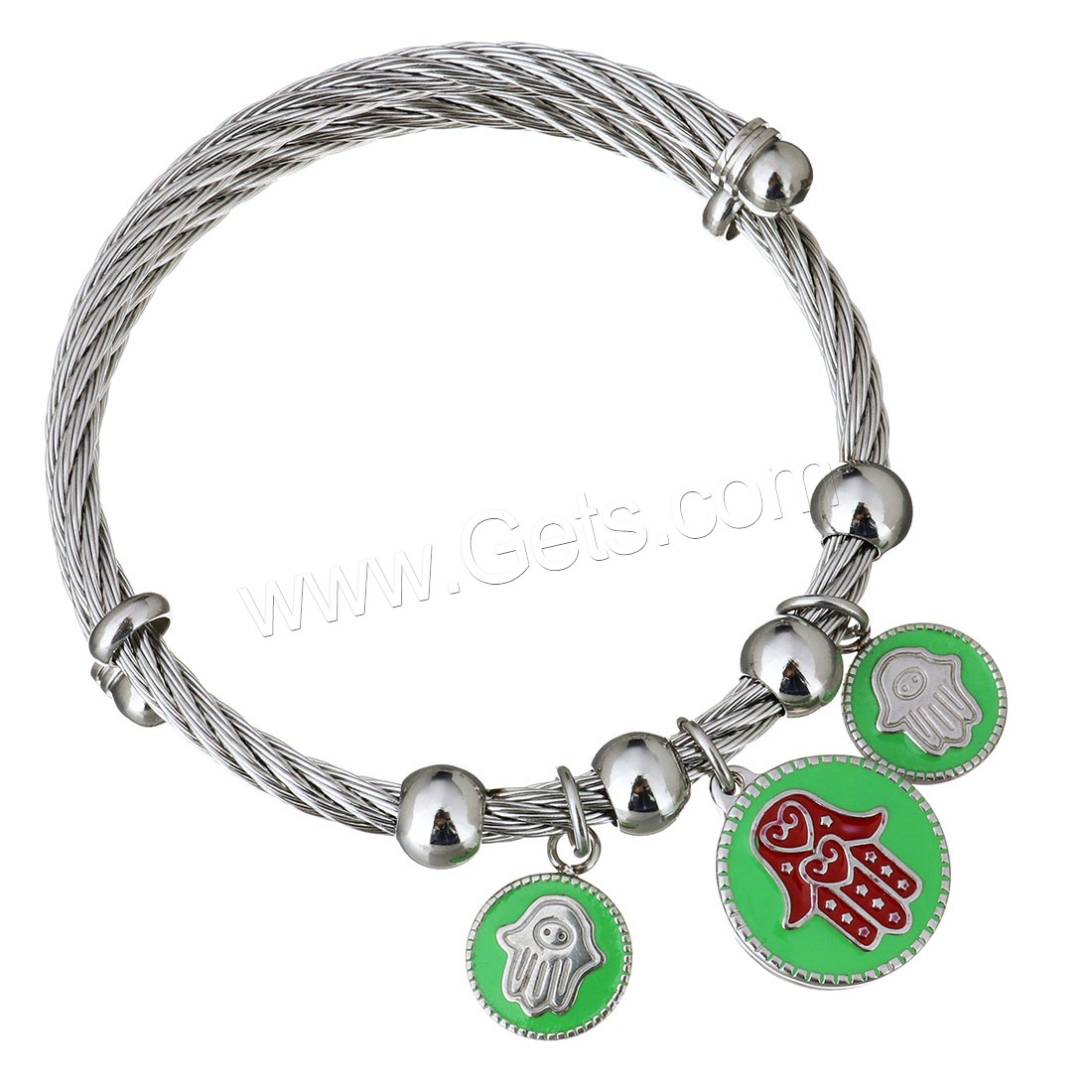 Stainless Steel Bangle, with Resin, different styles for choice & for woman & enamel & with rhinestone, original color, Sold By PC