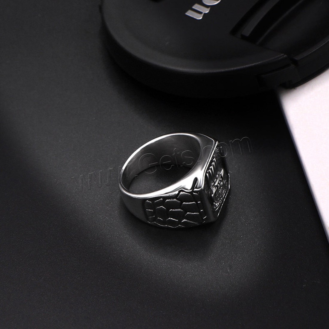 Титан Сталь палец кольцо, титан, Мужская & разный размер для выбора & чернеют, 15.5mm, продается PC