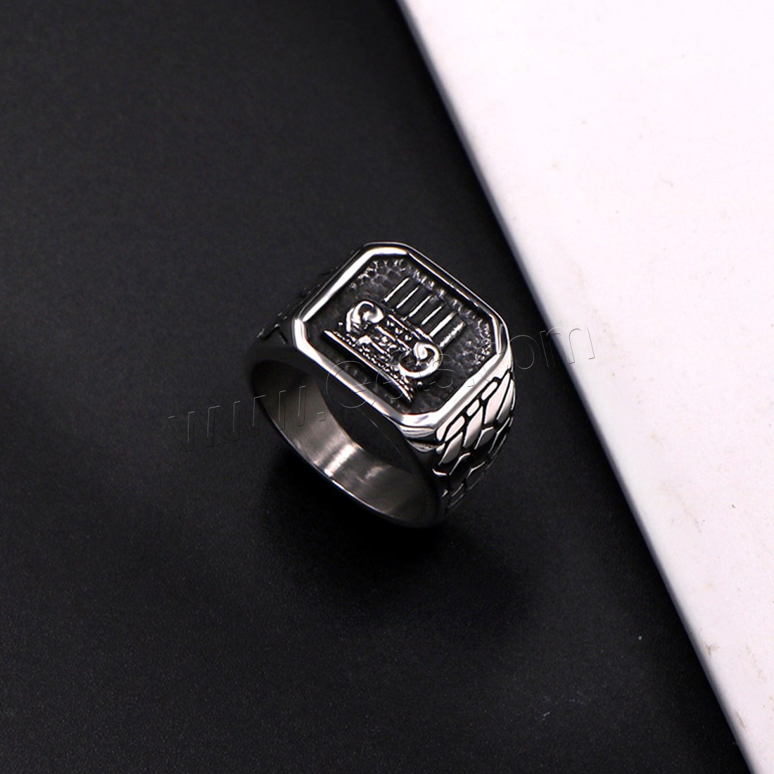 Anillo de dedo de acero Titanium de, Partículas de acero, unisexo & diverso tamaño para la opción & ennegrezca, 15.5mm, Vendido por UD