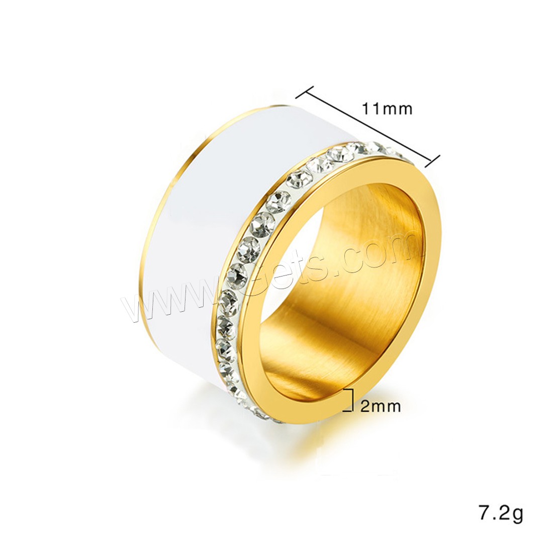 Anilo de dedo de acero inoxidable, chapado, diverso tamaño para la opción & para mujer & pegamento de gota & con diamantes de imitación, más colores para la opción, 11mm, Vendido por UD