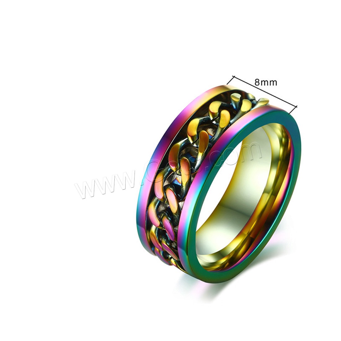 Stainless Steel Finger Ring, plated, different size for choice & for woman, 8mm, Sold By PC