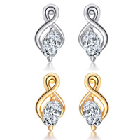 Cubic Zircon Brass Earring, plated, with cubic zirconia nickel, lead & cadmium free, 8-15mm 