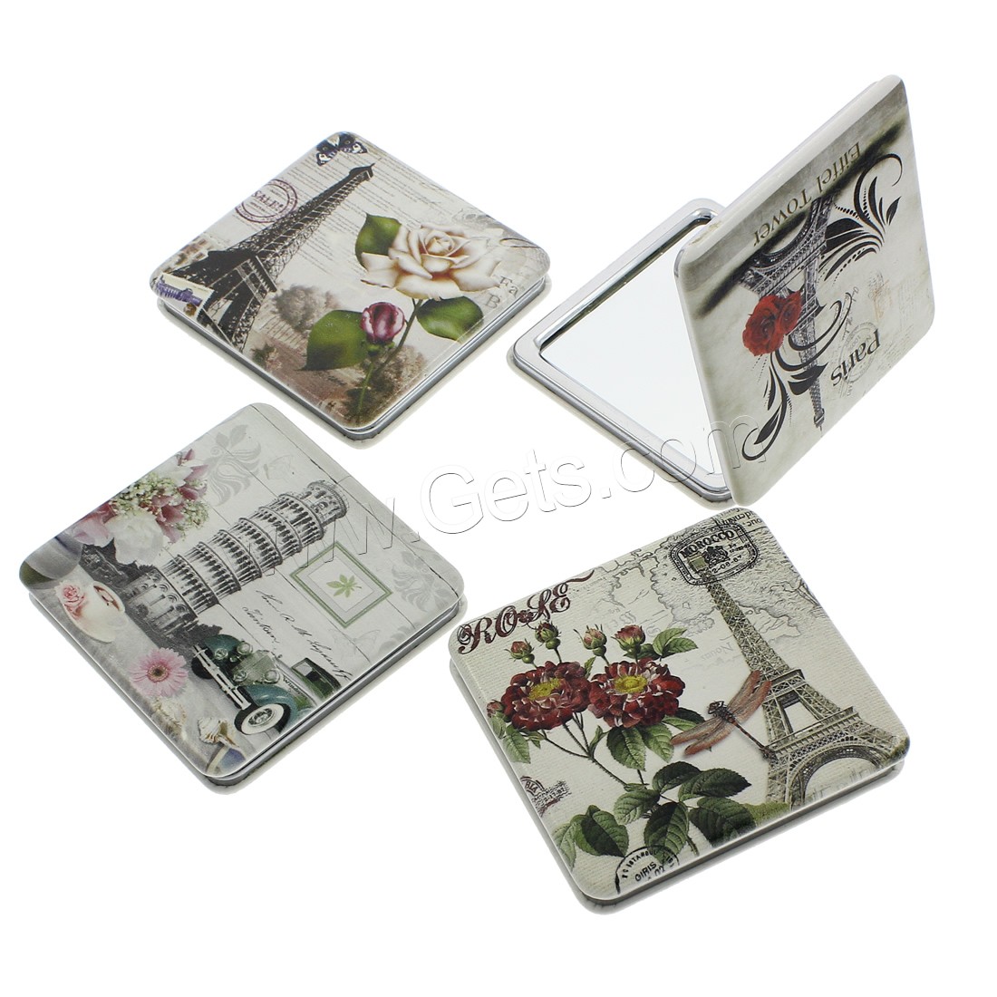 Aluminium Cosmetic Mirror, Aluminum, with PU Leather & Glass, Rectangle, printing, mixed pattern & different size for choice, Sold By PC