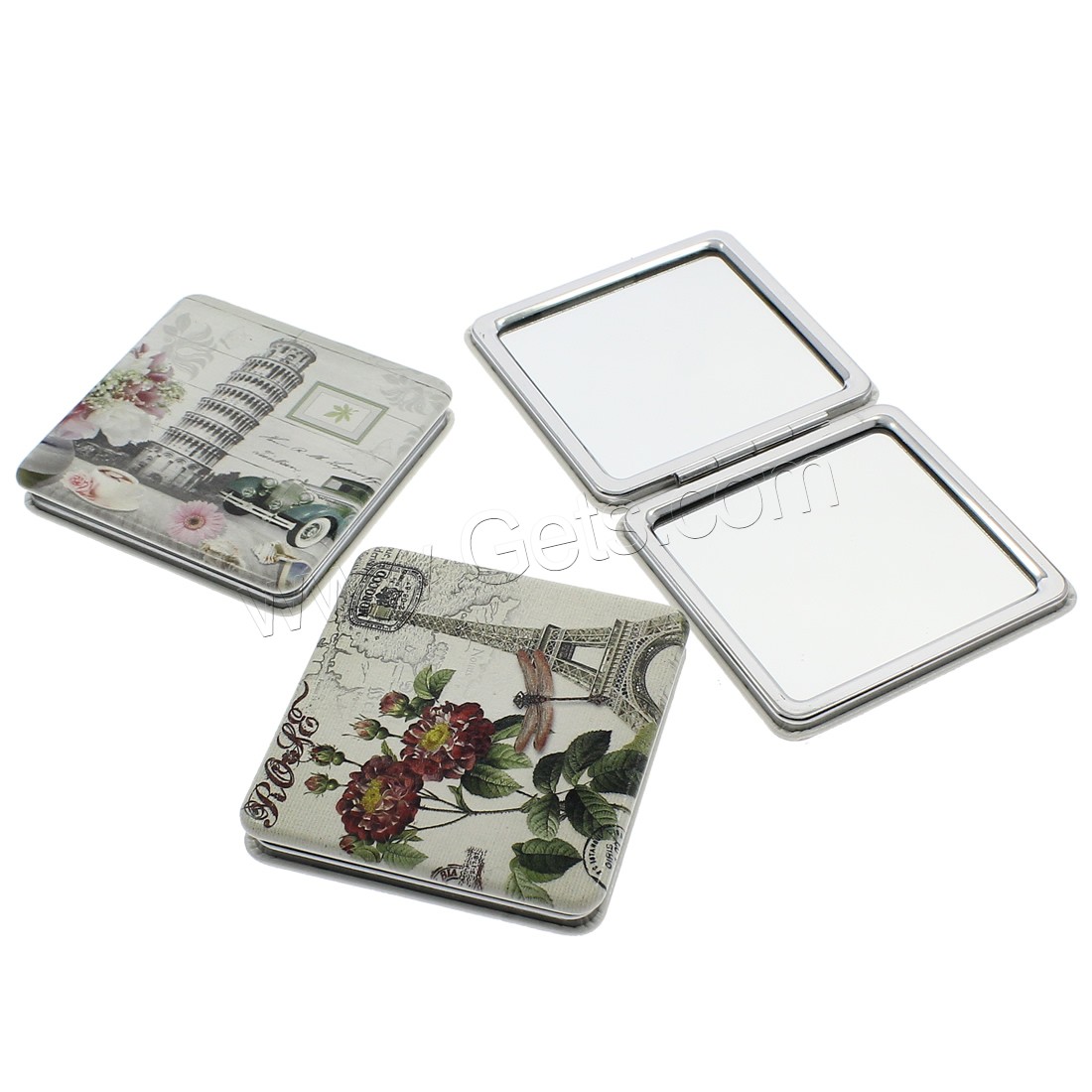 Aluminium Cosmetic Mirror, Aluminum, with PU Leather & Glass, Rectangle, printing, mixed pattern & different size for choice, Sold By PC