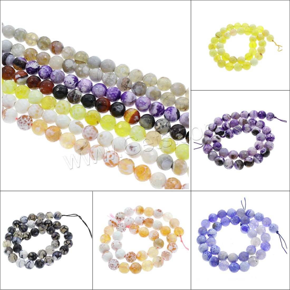 Natürliche Feuerachat Perlen, rund, verschiedene Größen vorhanden & facettierte, keine, Bohrung:ca. 1mm, Länge:ca. 15.3 ZollInch, verkauft von Strang