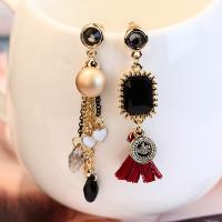 Fashion Statement Earring, Zinc Alloy, with ABS Plastic Pearl & Nylon Cord & Glass, stainless steel post pin, gold color plated, for woman & faceted & with rhinestone lead & cadmium free, 10-25mm 
