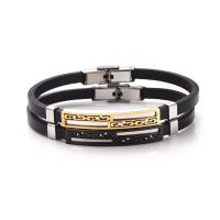 Cowhide Bracelet, with Stainless Steel, plated, Unisex & adjustable Approx 8.3 Inch 