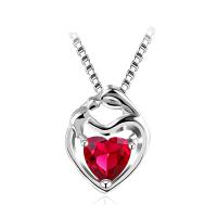 Brass Cubic Zirconia Necklace, with 1.9lnch extender chain, Heart, platinum plated, box chain & for woman & with cubic zirconia, 14mm Approx 17.3 Inch 