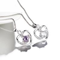 Sterling Silver Pendants, 925 Sterling Silver, Heart, with cubic zirconia Approx 3-5mm 