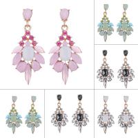 Resin Zinc Alloy Earring, with Glass & Resin, stainless steel post pin, gold color plated, for woman & faceted & with rhinestone lead & cadmium free 