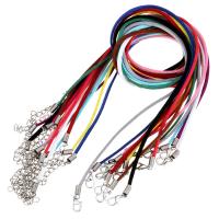 Wollschnur Halskette Schnur, Eisen Karabinerverschluss, mit Verlängerungskettchen von 1.5Inch, silberfarben plattiert, unterschiedliche Länge der Wahl & unisex, keine, 2mm, verkauft von PC