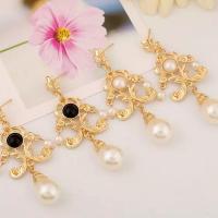 Plastic Pearl Zinc Alloy Earring, with ABS Plastic Pearl, stainless steel post pin, gold color plated, for woman lead & cadmium free 