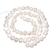 Barock kultivierten Süßwassersee Perlen, Natürliche kultivierte Süßwasserperlen, natürlich, weiß, Klasse AA, 6-7mm, Bohrung:ca. 0.8mm, Länge:15.5 ZollInch, verkauft von Strang
