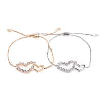 Zinc Alloy Rhinestone Bracelets, with 5cm extender chain, plated, adjustable & for woman & with rhinestone lead & cadmium free, 110mm Approx 7 Inch 