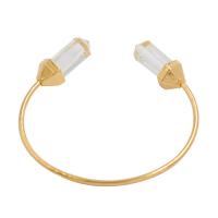 Zinc Alloy Cuff Bangle, with Clear Quartz, gold color plated, for woman, lead & cadmium free, 60mm, Inner Approx 60mm Approx 7 Inch 
