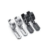 Stainless Steel Huggie Hoop Earring, 316L Stainless Steel, Razor Blade, plated, Unisex 