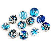 Jewelry Snap Button, Zinc Alloy, antique silver color plated & enamel & with rhinestone, lead & cadmium free, 18mm 