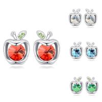 CRYSTALLIZED™ Elements Crystal Zinc Alloy Stud Earring, Brass, with CRYSTALLIZED™, Apple, platinum plated, for woman & faceted nickel, lead & cadmium free 