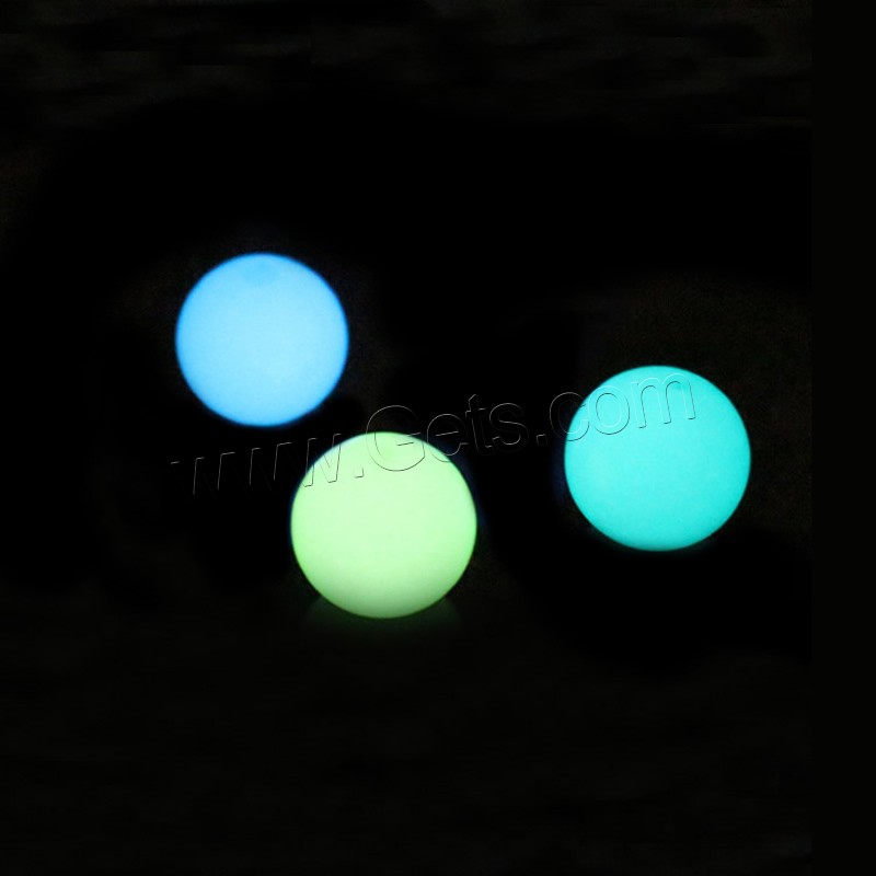 Флуоресцентный порошок камень Бусины, Круглая, разный размер для выбора & блестящий в ночи, Много цветов для выбора, отверстие:Приблизительно 1mm, 10ПК/сумка, продается сумка