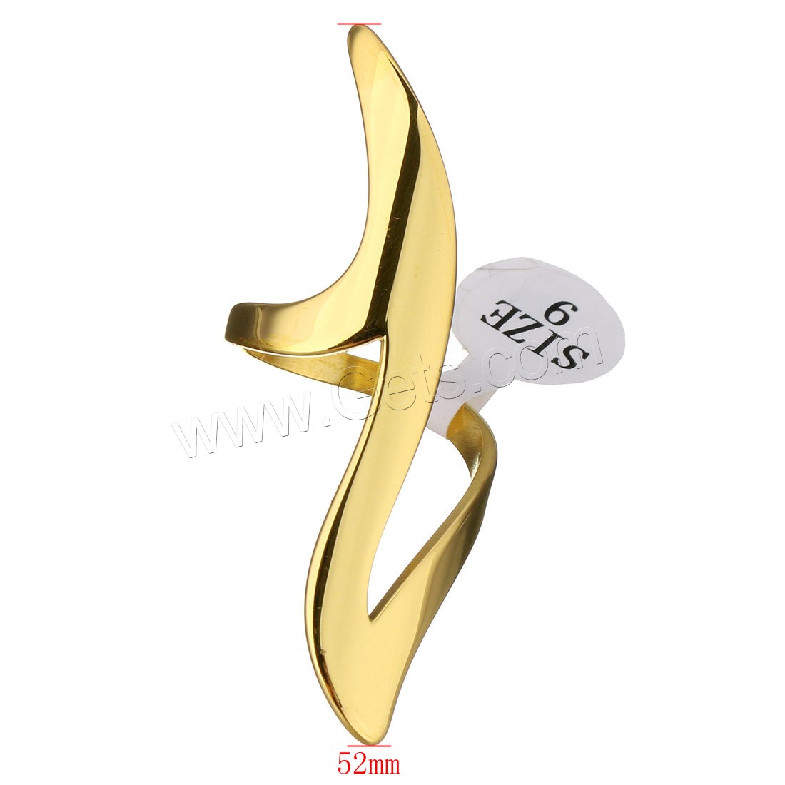 Stainless Steel Finger Ring, gold color plated, different size for choice & for woman, 52mm, Sold By PC