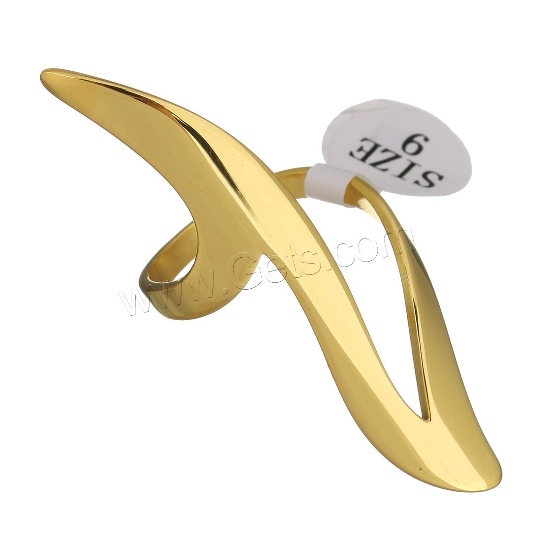 Stainless Steel Finger Ring, gold color plated, different size for choice & for woman, 52mm, Sold By PC
